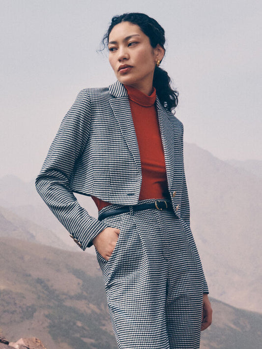 Dogtooth Cropped Blazer