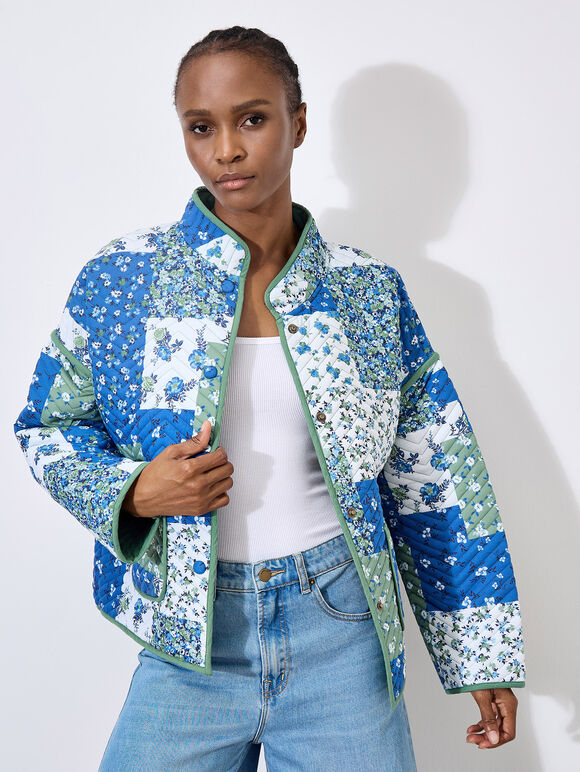 Blue floral retro style