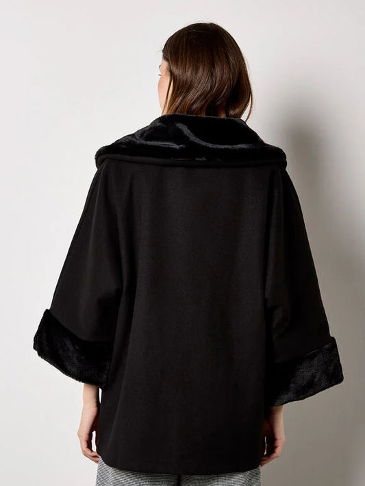 Faux Fur Trim Wrap Jacket
